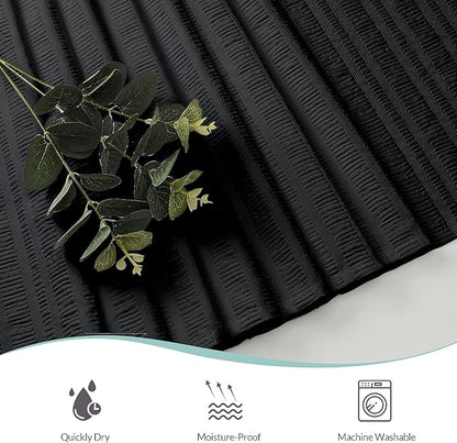 Aiyufeng Moga Extra Long Black Shower Curtain 96 Inch Long, Embossed Texture Fabric Bathroom Shower Curtain, Large Hotel Bath Curtain with 12 Holes, 72Wx96H, Black