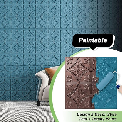 Art3d Drop Ceiling Tiles 2x2, Glue-up Ceiling Panel, Fancy Classic Style, Antique Copper | PVC, Lightweight, Waterproof, Easy to Wipe Clean, Compatible with Grid System, Suitable for Kitchen, Bathroom, Basement