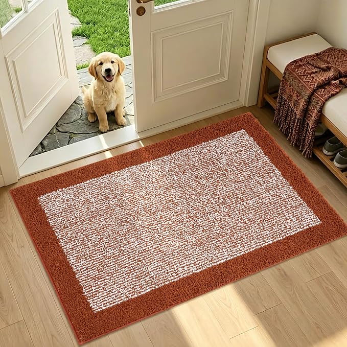 36x24 Large Bathroom Rugs Washable Non Slip, Bath Mat for Bathroom Floor Tub, Soft Absorbent Quick Dry Mats for Shower, Bathtub,Home Decor(Coral Orange)