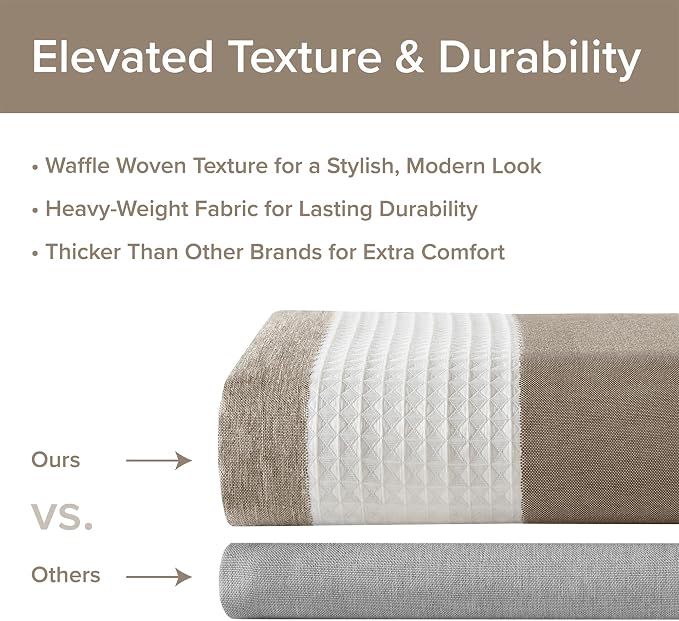 Madison Park Standard Shower Curtain for Bathroom, Taupe Ombre, 72" x 72" | Ariana Ombre Cozy, Spa Quality Modern Waffle Weave Contemporary, 3M Scotchgard Treatment, Machine Washable