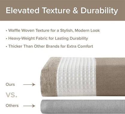 Madison Park Extra Wide Shower Curtain for Bathroom, Taupe Ombre 108" x 72" | Ariana Ombre Cozy, Spa Quality Modern Waffle Weave Contemporary, 3M Scotchgard Treatment, Machine Washable