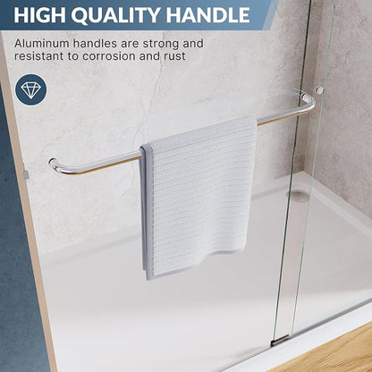 SUNNY SHOWER 60 in.W x 72 in.H Glass Shower Door, Semi Frameless Double Sliding Shower Door, 1/4" Clear Glass, Chrome Finish