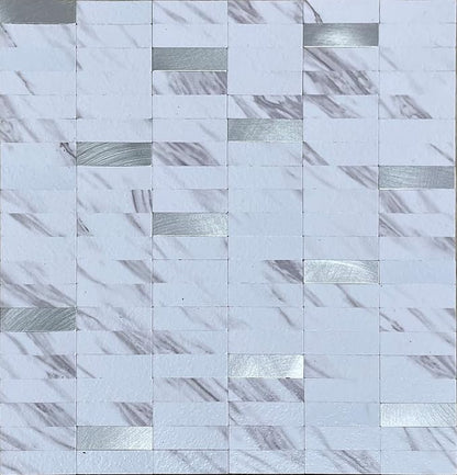 XUANINY Peel and Stick Tile Backsplash Self- Adhesive Wall Tiles Aluminum Mosaic Sticker for Kitchen (11.33"x11.92" Per Sheet, Pack of 10 pcs) (White Marble)