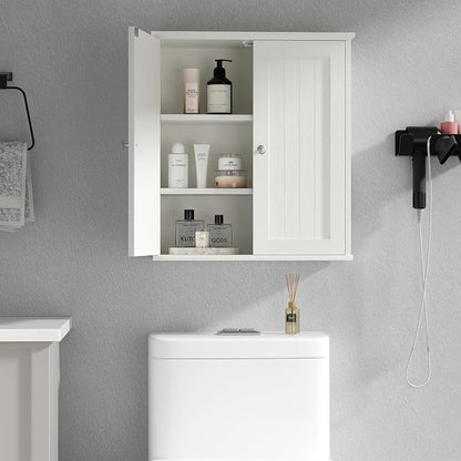 Shintenchi Bathroom Wall Medicine Cabinet, Over The Toilet Storage, White | Bathroom Storage Organizer Cupboard, with 2 Magnet Door and 3-Tier Shelves, Space Saving, Easy to Assemble & Clean