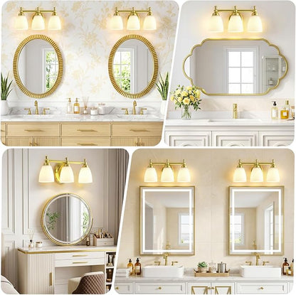 EJIAXIN 3 Light Bathroom Vanity Light,Gold Bathroom Lighting Fixtures Over Mirror Modern Bathroom Light Fixtures for Living Room Bathroom Bedroom Cabinet About Mirror