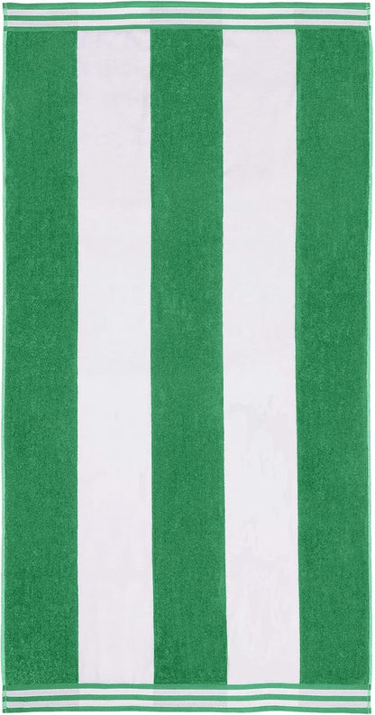 Superior Cotton Nautical Stripe Beach Towels, Colorful Towels for Adult, Kid, Pool, Swimming, Sand, Travel, Large Oversized, Absorbent, Fast Drying, Bath Basics, Cabana Collection, 1 Piece, Dark Green