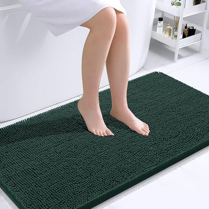 OLANLY Bathroom Runner Rugs 40x24, Extra Soft Absorbent Chenille Bath Rugs | Blackish Green, Quick-Drying Rubber Backing, Machine Washable Long Bath Mat for Bathroom Floor, Tub and Shower, Home Decor
