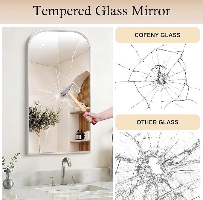 COFENY Bathroom Mirror, 20x36 inch Silver Rectangle Wall Mounted Mirror with Thin Frame, Bathroom Vanity Mirrors for Over Sink, Entryway, Living Room, Bedroom