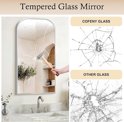 COFENY Bathroom Mirror, 20x36 inch Silver Rectangle Wall Mounted Mirror with Thin Frame, Bathroom Vanity Mirrors for Over Sink, Entryway, Living Room, Bedroom
