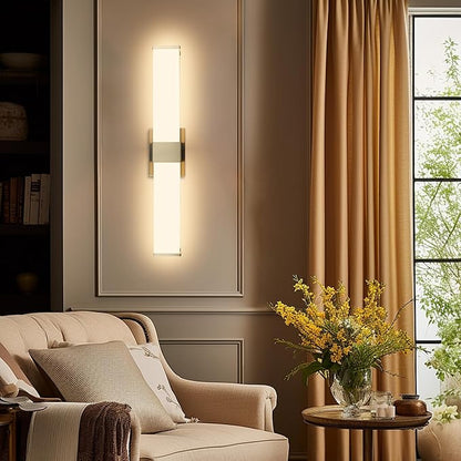 Kalium 24in Modern Wall Sconces, Dimmable Bathroom Vanity Lights, 3000K Warm White LED Indoor Sconces Lighting for Bathroom, Stairs, Living Room, Bedroom. Hardwired.