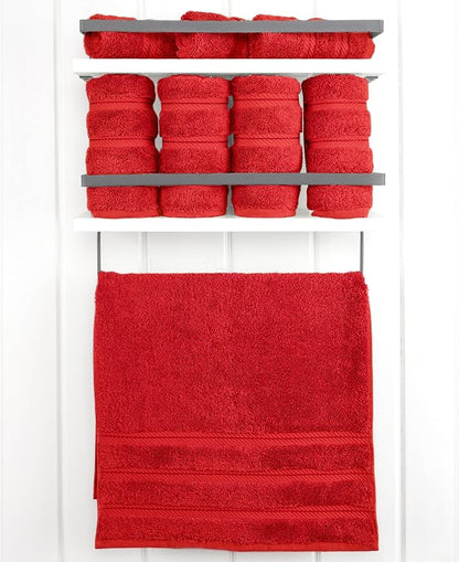 American Soft Linen Luxury Hand Towels for Bathroom, 600 GSM Heawy Weight 16x28 Size 100% Cotton Turkish 4 Piece Hand Face Towel Set, Red Hand Towels