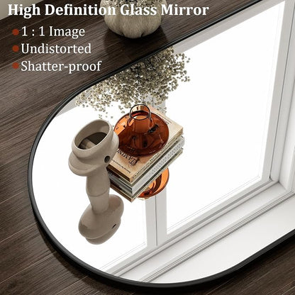 HARRITPURE 20"x28" Arched Bathroom Mirror Wall Mounted Black Arch Mirror | Vanity Aluminum Alloy Frame Arch Wall Mirror for Living Room, Bedroom, Entryway