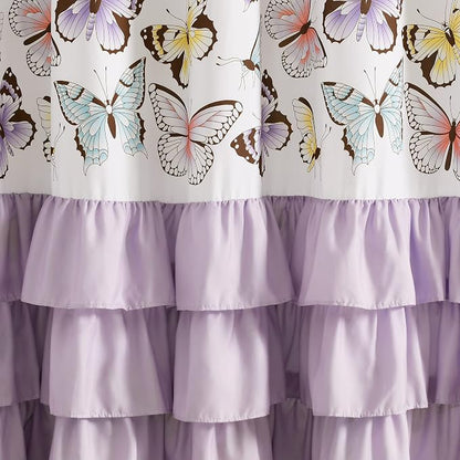 Lush Decor Flutter Butterfly Shower Curtain, 72" x 72", Lilac