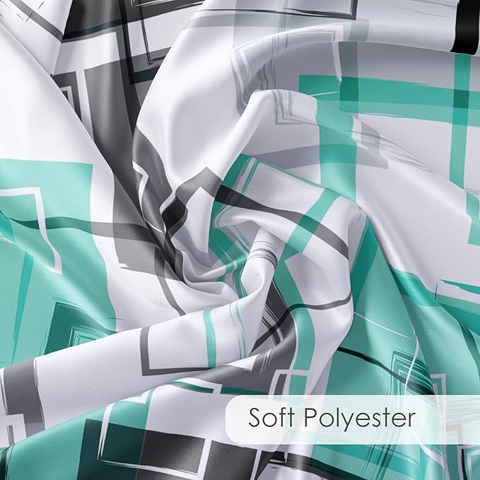 Teal Geometric Shower Curtain with Hooks Mid Century Modern Neutral Geometric Fabric Shower Curtain Modern Design Teal and Grey Pattern Abstract Bathroom Curtains Shower Set, 78Lx72W inches