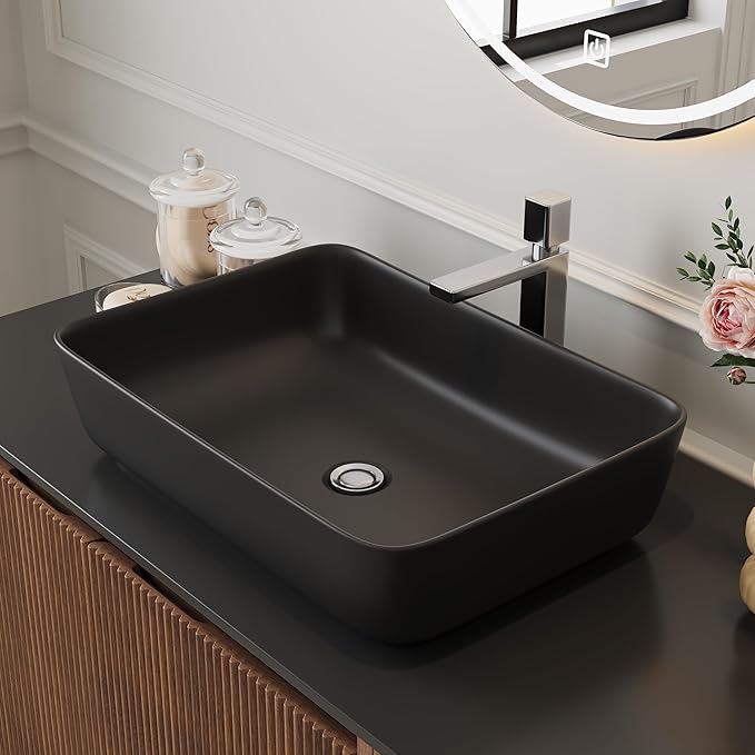 36" Modern Floating Bathroom Vanity with Single Sink - Wall Mounted Storage Bathroom Cabinet with Black Sintered Stone Countertop| Large Storage Space & Open Shelves, Dark Wood