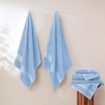 Modern Threads - Spun Loft 6-Piece 100% Combed Cotton Towel Set - Bath Towels, Hand Towels, & Washcloths - Super Absorbent & Quick Dry - 600 GSM - Soft & Plush, Blue
