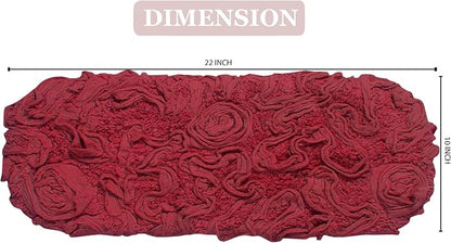 Home Weavers Bell Flower Toilet Tank Lid Cover – 10"x22", 100% Cotton, Tufted, Soft & Absorbent, Non-Slip, Machine Washable Bathroom Décor, Red