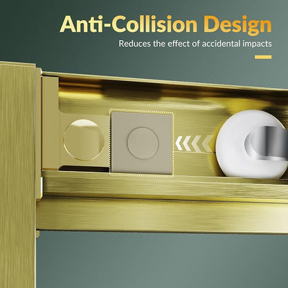 ELEGANT Corner Shower Door 34 in. D x 34 in. W x 72 in. H, Double Sliding Shower Door, Framed Corner Shower Enclosure with 1/4" Tempered Glass, Brushed Gold