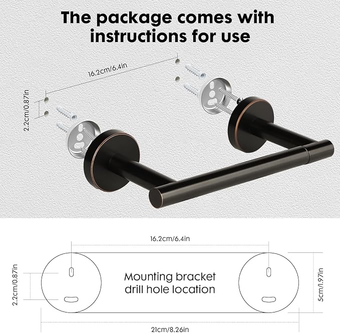 Oil Rubbed Bronze Toilet Paper Holder, Stainless Steel Towel Ring, Double Post Pivoting Toilet Paper Holder and Hand Towel Holder for Bathroom, Bathroom Hardware Accessories Set Brushed Bronze