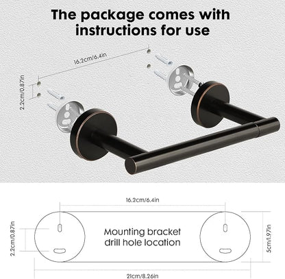 Oil Rubbed Bronze Toilet Paper Holder, Stainless Steel Towel Ring, Double Post Pivoting Toilet Paper Holder and Hand Towel Holder for Bathroom, Bathroom Hardware Accessories Set Brushed Bronze