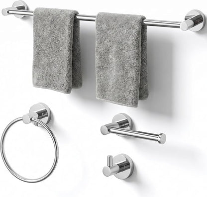 24-Inch Wall Mounted Towel Racks for Bathroom, 4-Piece Towel Bar Set | Rust-Resistant SUS 304 Stainless Steel, 4-Piece Towel Bar Set, sturdy wall mount, space-saving humid bath towel storage rack
