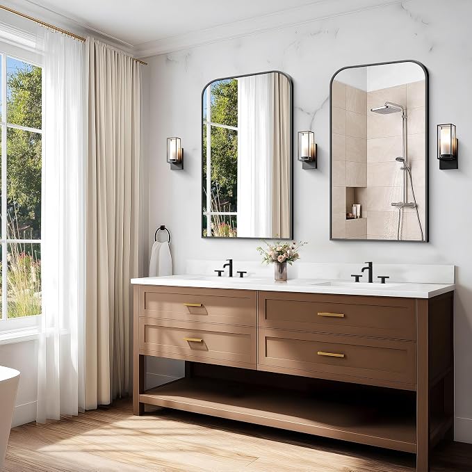COFENY Bathroom Mirror, 24x40 inch Black Rectangle Wall Mounted Mirror with Thin Frame, Bathroom Vanity Mirrors for Over Sink, Entryway, Living Room, Bedroom