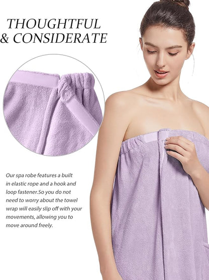 Women'S Soft Wrap Towel Full Length，Bath Robe After Shower Female Plush Long，Spa Bathrobes Lightweight With Pockets