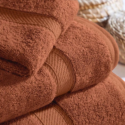 SUPERIOR Egyptian Cotton Ultra Plush & Absorbent, 3 Piece Set, Rust | Quick Dry, Soft Luxury Towel Set, Bath Essentials, Guest Bath, Spa, 1 Bath, 1 Hand, 1 Face Towels, Madeline Towels