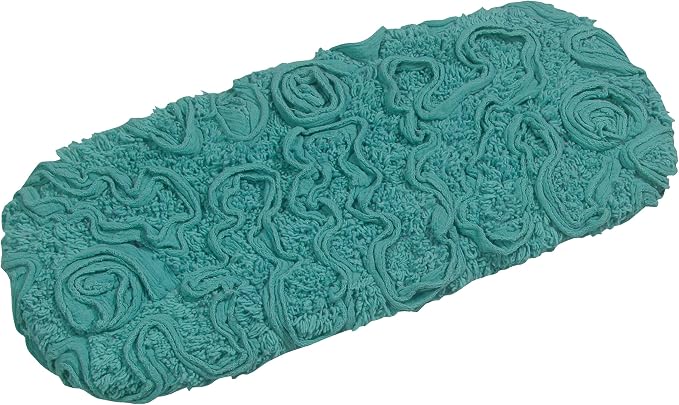 Home Weavers Bell Flower Toilet Tank Lid Cover – 10"x22", 100% Cotton, Tufted, Soft & Absorbent, Non-Slip, Machine Washable Bathroom Décor, Turquoise