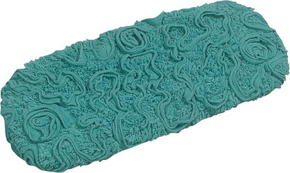 Home Weavers Bell Flower Toilet Tank Lid Cover – 10"x22", 100% Cotton, Tufted, Soft & Absorbent, Non-Slip, Machine Washable Bathroom Décor, Turquoise