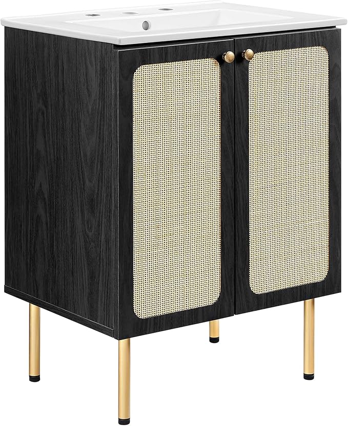 Modway EEI-6693-BLK-WHI Chaucer 24" Bathroom Vanity, Black White