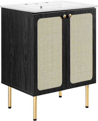 Modway EEI-6693-BLK-WHI Chaucer 24" Bathroom Vanity, Black White