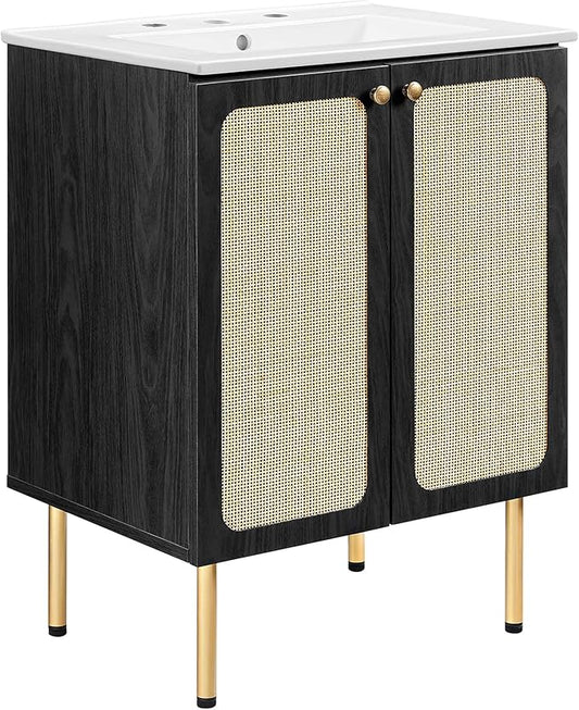 Modway EEI-6693-BLK-WHI Chaucer 24" Bathroom Vanity, Black White