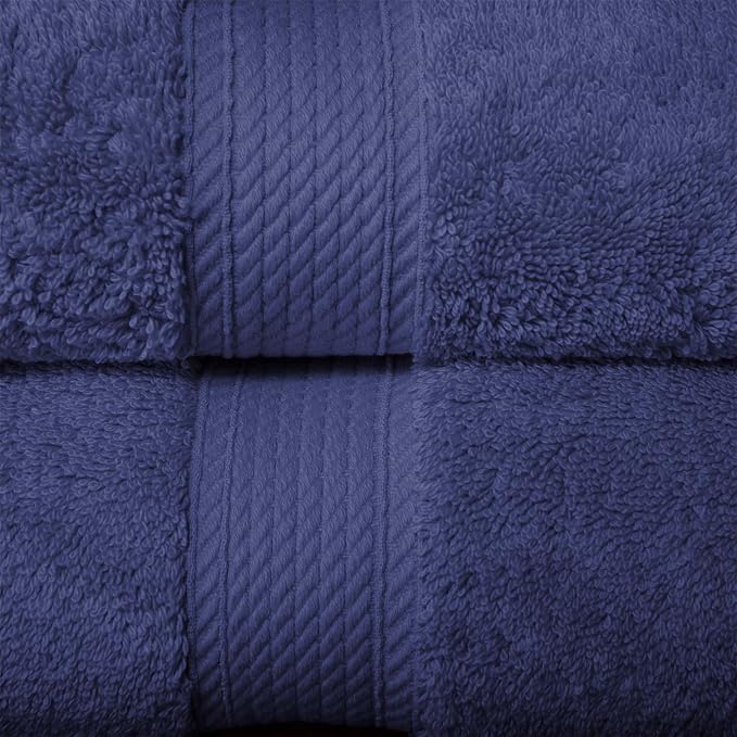 SUPERIOR Egyptian Cotton Ultra Plush & Absorbent, 10 Piece Set, Navy Blue | Quick Dry, Soft Luxury Towel Set, Bath Essentials, Guest Bath, Spa, 2 Bath, 4 Hand, 4 Face Towels, Madeline Towels