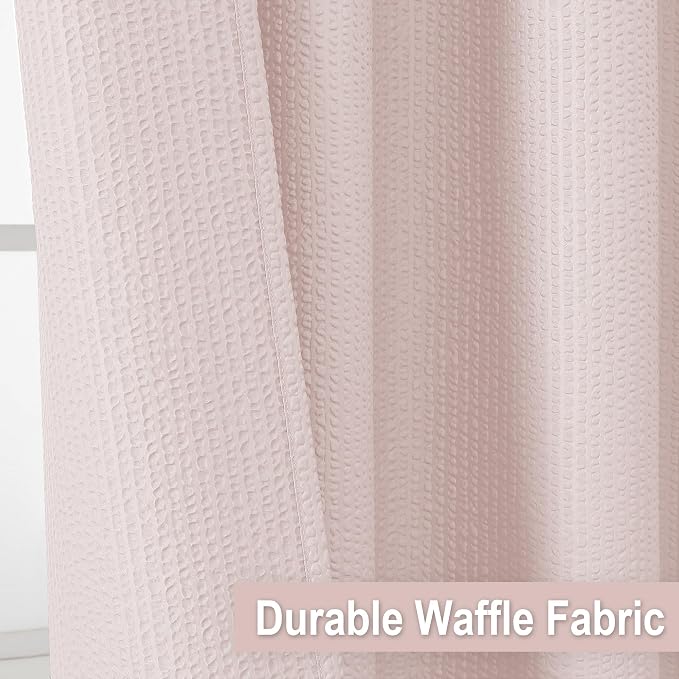 Berry Stall Fabric Shower Curtain 36 x 72 Inch - Soft & Waffle Small Pink Shower Curtain for Bathroom with Texture for Narrow Stall Size, Machine Washable Water Resistance, Hotel Style, Pink
