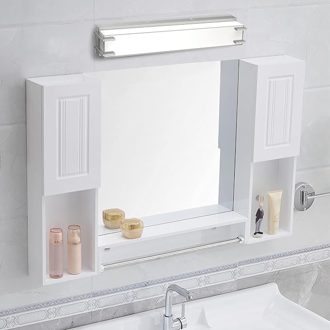 Bathroom Light Fixture Over Mirror 24.4" Vanity Light with Milky White Lampshade 4000K Daylight Brushed Nickel Bath Bar (Brushed Nickel)
