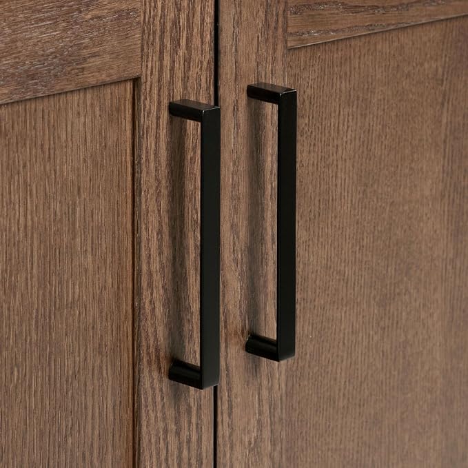 ARIEL Hepburn 42-inch Bathroom Vanity Base Cabinet,Solid Wood, 2 Soft Closing Doors, 5 Dovetail Drawers, Brown Oak