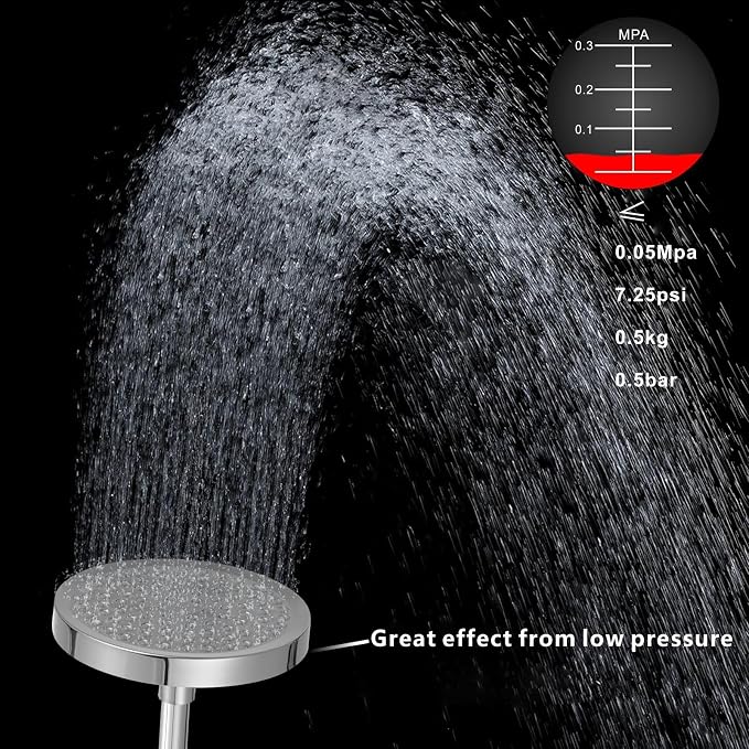 Voolan High Pressure Rain Shower Head, 6" Pressure-Boosting, Ideal for Replacement Fixed Bathroom Showerheads, Easy to Install, Renter-Friendly (Chrome)