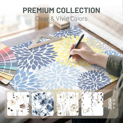 No Hook Floral Shower Curtain with Liner, Yellow, 71x74 | Snap in Liner, 3 in 1, Water Repellent, Easy Install, Machine Washable, Hotel Style for Bathroom, Watercolor Pattern