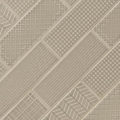 M S International Urbano Warm Concrete 3D Mix Glossy Ceramic Subway Tile for Bathroom, Kitchen Backsplash, Accent Wall, and Shower