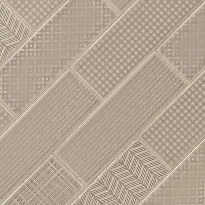 MSI Urbano Warm Concrete 3D Mix 4 Inch x 12 Inch Glossy Ceramic Subway Wall Tile for Bathroom, Kitchen Backsplash, Accent Wall, and Shower