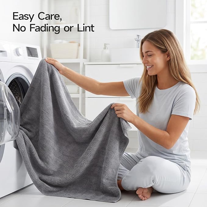 ecolook Microfiber Bath Towels Set of 2, 31 x 63 Inch Extra Large Bath Towel Set, Super Soft & Highly Absorbent, Quick Dry Lightweight Towels for Bathroom, Gym, Spa, Pool & Travel, Dark Gray