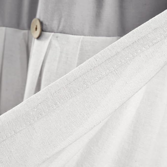 Lush Decor Linen Button Farmhouse Valance Curtians 84"W x 18"L Gray & Off White - Linen Valances For Windows - Kitchen Curtains Valances