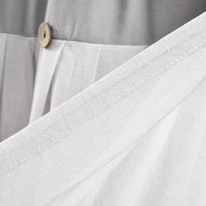 Lush Decor Linen Button Farmhouse Valance Curtians 84"W x 18"L Gray & Off White - Linen Valances For Windows - Kitchen Curtains Valances