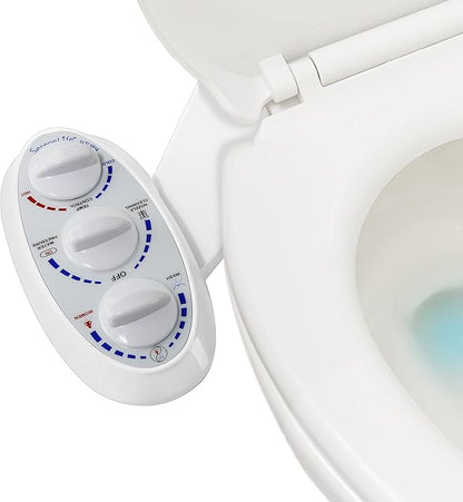 Serenelife Bathroom Bidet Seat Attachment - Fresh & Hot Water Adjustable Function with Plastic Sprayer for Full Cleaning - Standard Non-Electric Mechanical Self Clean Personal Hygiene