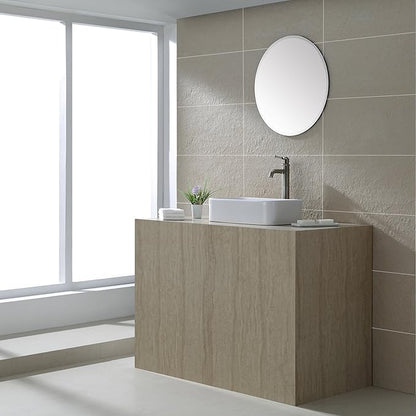 Kraus KCV-122-SN Ceramic Above counter Rectangular Bathroom Sink, 19.44 x 11.84 x 5 inches, Satin Nickel/White