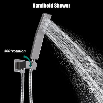 Heyalan Hand-held Shower Head Set-SUS304 Handheld Shower, Brushed Nickel | SUS304 stainless steel wand, curved-style design, single rain spray, 59-inch long hose and standard 1/2-inch connection