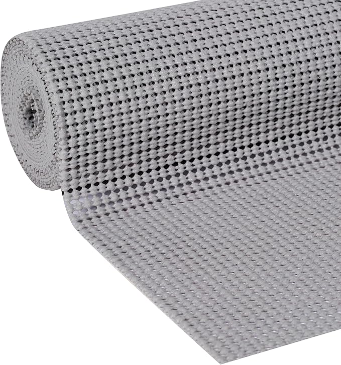 EasyLiner Select Grip Shelf Liner - Easy to Install & Cut to Fit - Non Slip, Non Adhesive, Drawer Shelf & Cabinet Liner for Kitchen, Bathroom, Pantry Cupboards - 12in. x 10ft. - Grey - 6 Rolls