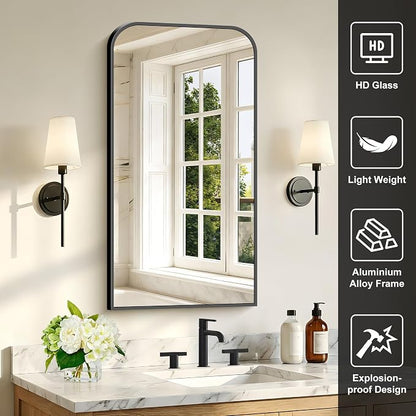 COFENY Bathroom Mirror, 20x36 inch Black Rectangle Wall Mounted Mirror with Thin Frame, Bathroom Vanity Mirrors for Over Sink, Entryway, Living Room, Bedroom