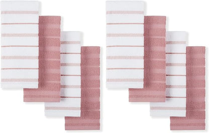KitchenAid Albany Kitchen Towel 4-Pack Set, Dried Rose/White, 16"x26", (Pack of 2)